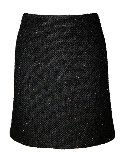 Shop Amiri Glitter Tweed Skirt In Black