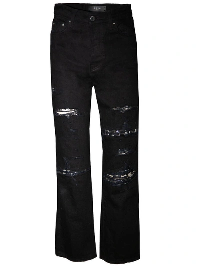 Shop Amiri Cropped Straight Music Note Patch Jeans