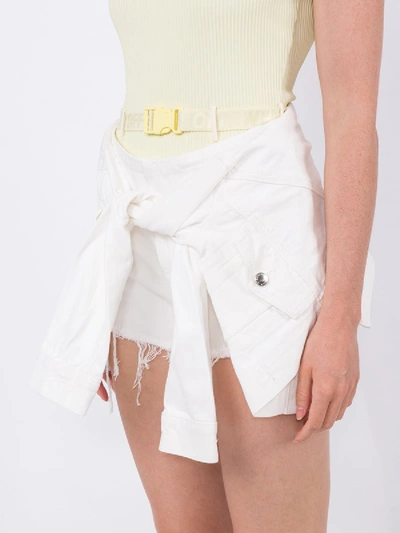 Shop Alexander Wang White Tie Front Denim Shorts