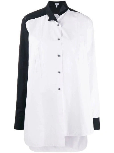 Shop Loewe Black And White Asymmetric Shirt In Black & White