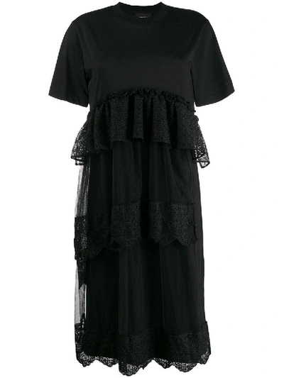 Shop Simone Rocha Frill-trim Midi Dress In Black