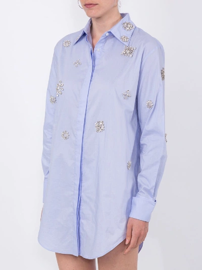 Shop Area Embellished Shirt Dress In Blue