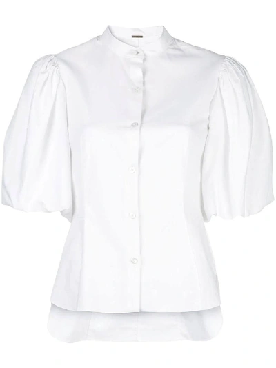Shop Adam Lippes White Puff Sleeve Shirt