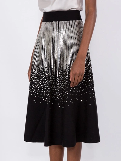 Shop Givenchy Flared Sequin Midi Skirt In Black