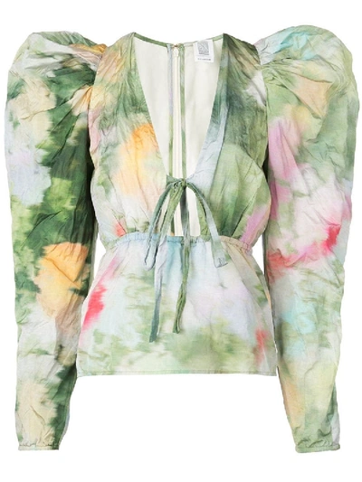 Shop Rosie Assoulin Victorian Watercolor Top In Multicolor