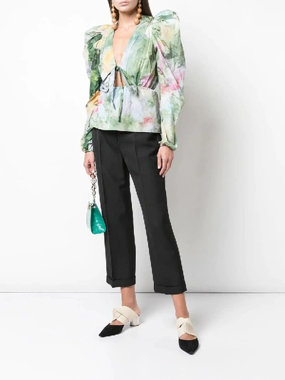 Shop Rosie Assoulin Victorian Watercolor Top In Multicolor