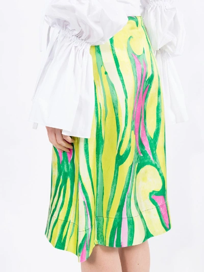 Shop Marni Abstract Print Midi Skirt In Multicolor