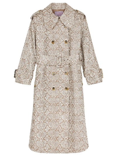 Shop Alexa Chung Faux Snakeskin Trench Coat In Neutral