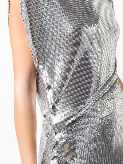 Shop Rabanne Metallic Draped Midi Dress