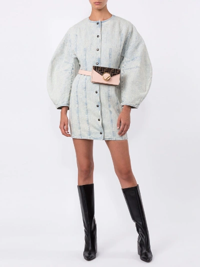 Shop Givenchy Puffed Sleeves Denim Dress In Blue