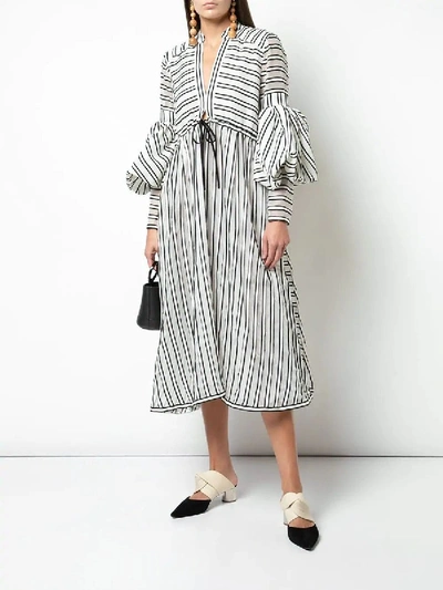 Shop Rosie Assoulin Striped Lantern Sleeve Dress