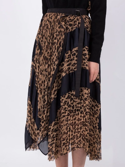 Shop Sacai Asymmetric Leopard Print Skirt