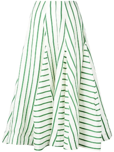 Shop Rosie Assoulin Green And White Flouncy Skirt