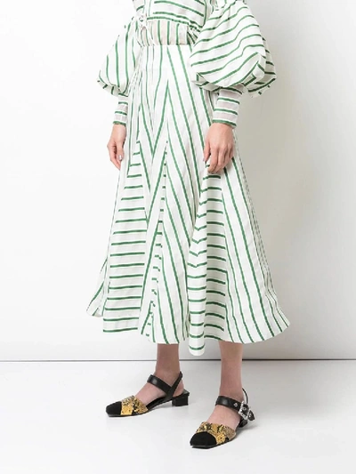 Shop Rosie Assoulin Green And White Flouncy Skirt