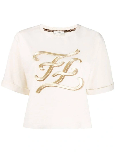 Shop Fendi Karligraphy T-shirt Off-white