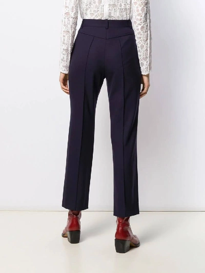 Shop Chloé Navy Cropped Tailored Trousers