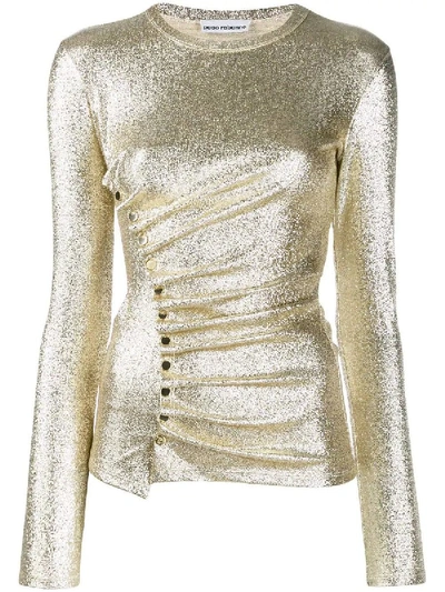 Shop Paco Rabanne Silver Gold Metallic Ruched Top