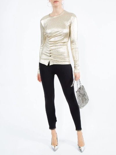 Shop Paco Rabanne Silver Gold Metallic Ruched Top