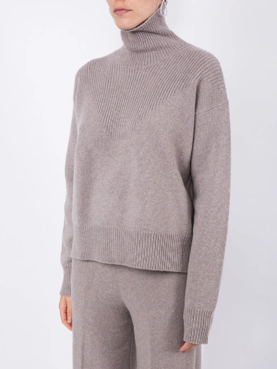 Shop Alexandra Golovanoff Knitted Turtle Neck Sweater Grey