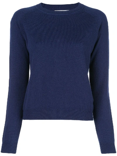 Shop Alexandra Golovanoff Navy Blue Cashmere Knitted Jumper