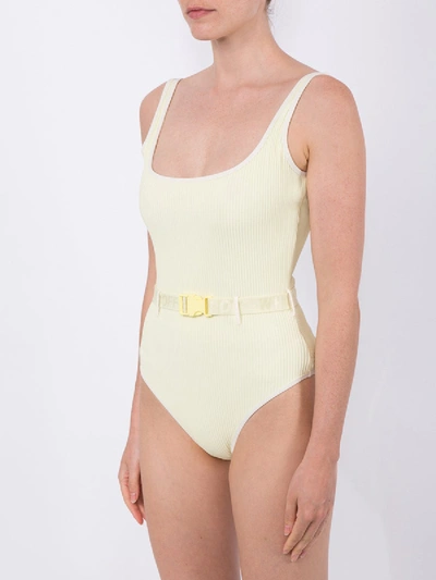 Shop Off-white Belted Scoop Back Swimsuit Yellow
