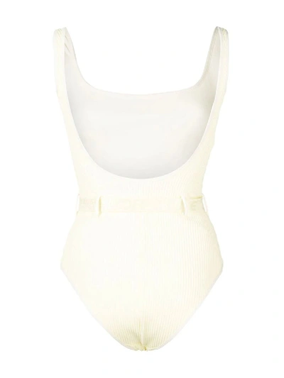 Shop Off-white Belted Scoop Back Swimsuit Yellow