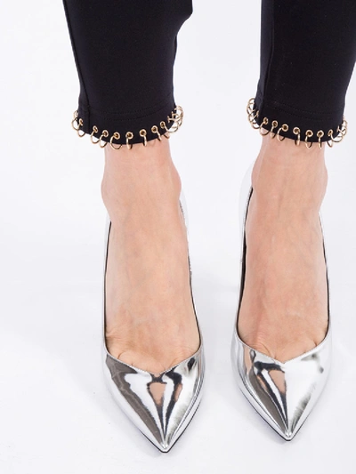 Shop Burberry Black Ring-pierced Ankle Leggings