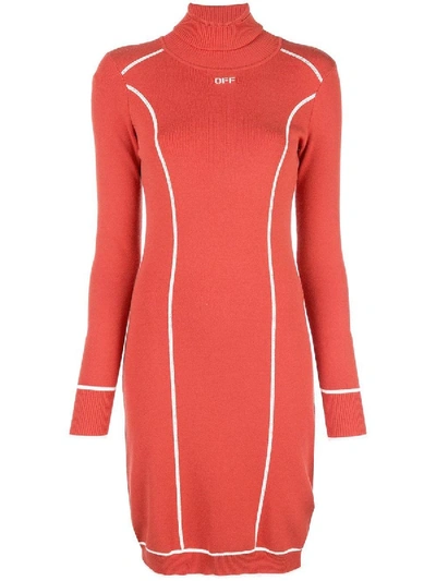 Shop Off-white Atheletic Logo Turtleneck Fitted Dress