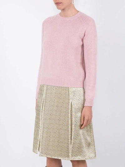 Shop Alexandra Golovanoff Ribbed Crew-neck Cashmere Sweater In Pink