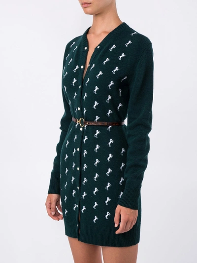 Shop Chloé Dark Pine Green Horse Embroidered Cardigan Dress
