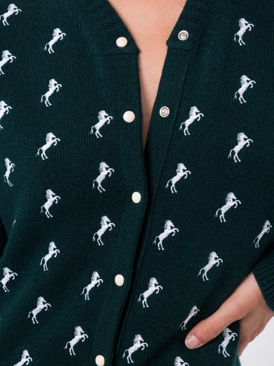 Shop Chloé Dark Pine Green Horse Embroidered Cardigan Dress