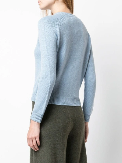 Shop Alexandra Golovanoff Ribbed Crew-neck Cashmere Sweater In Blue