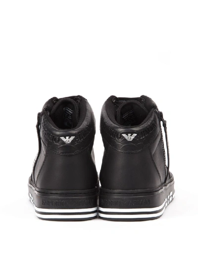 Shop Emporio Armani Sneakers High-top In Pelle Nera In Black