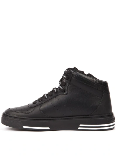 Shop Emporio Armani Sneakers High-top In Pelle Nera In Black