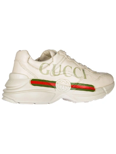 Shop Gucci Shoes Leather Trainers Sneakers Rhyton In Avorio
