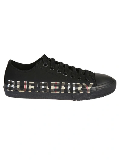 Shop Burberry Logo Low Top Sneakers In Black