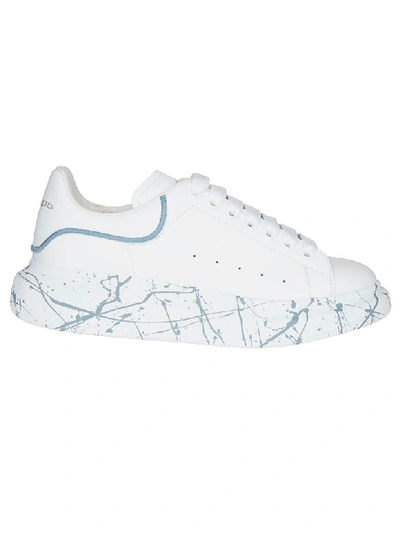 Shop Alexander Mcqueen Oversized Sole Sneakers In White Light Blue