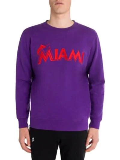 Shop Marcelo Burlon County Of Milan Miami Marlins Crewneck Sweatshirt In Violet