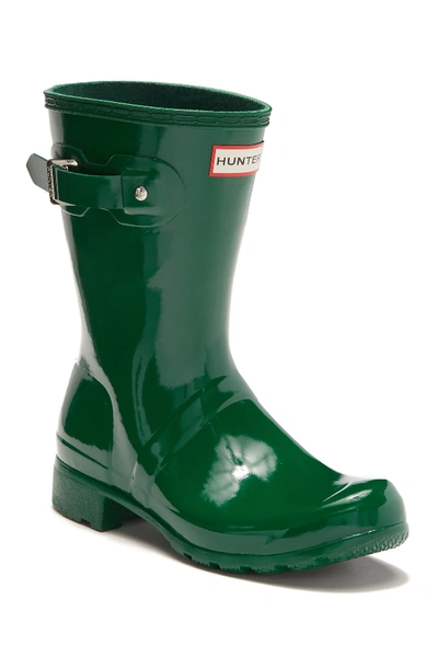 Shop Hunter Original Tour Short Gloss Packable Rain Boot In Hyper Green