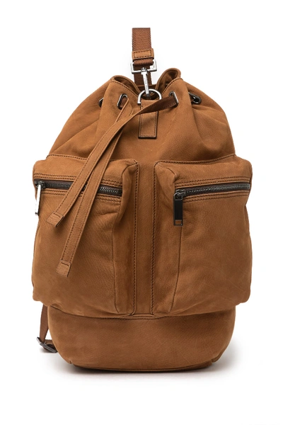 Shop Hugo Boss Chicago Leather Backpack In Beige/khaki