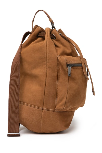 Shop Hugo Boss Chicago Leather Backpack In Beige/khaki