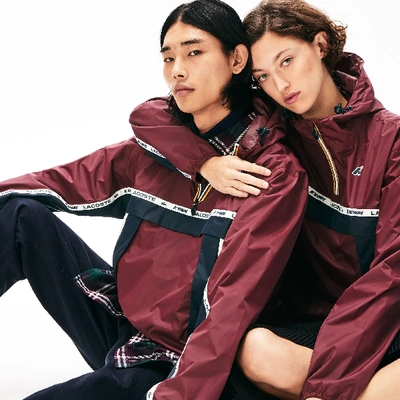 Lacoste Unisex X K-way® Colourblocking Windbreaker In Bordeaux / Navy Blue  / White | ModeSens