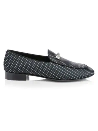 Shop Giuseppe Zanotti Diamond-print Zip Detail Leather Loafers In Nero