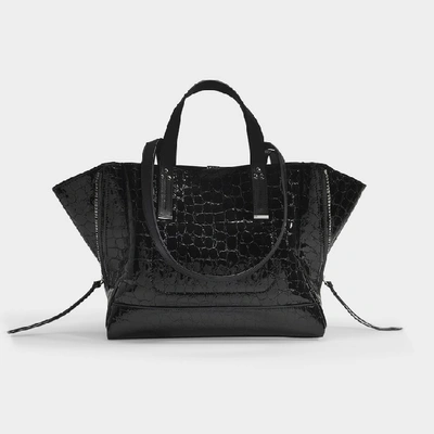 Shop Jérôme Dreyfuss Georges Medium Bag In Black Croc Embossed Leather