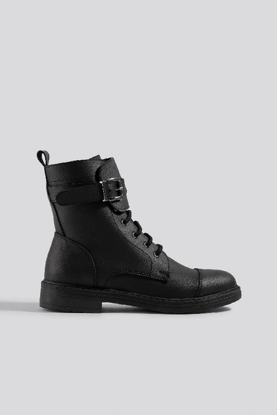 Shop Na-kd Buckled Combat Boot Black