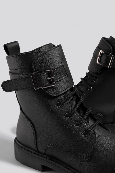 Shop Na-kd Buckled Combat Boot Black