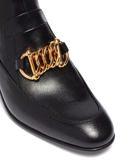 Shop Gucci Chain Clasp Leather Ankle Boots In Black