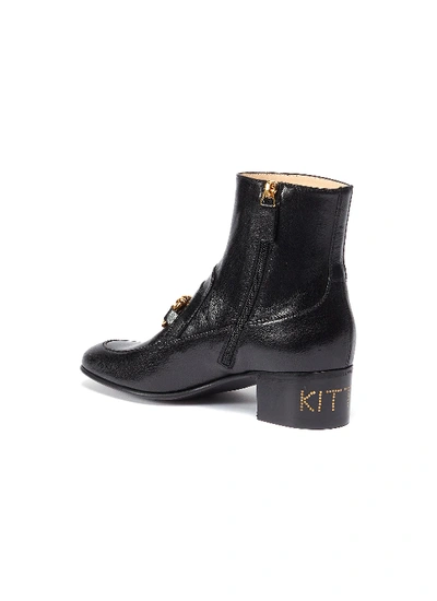 Shop Gucci Chain Clasp Leather Ankle Boots In Black