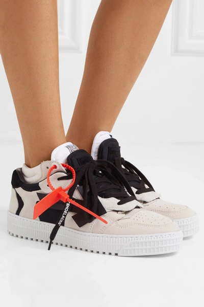 Shop Off-white Suede And Leather Low-top Sneakers In White