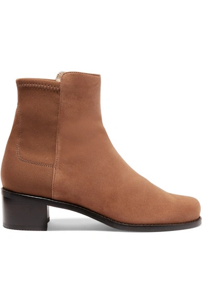 Shop Stuart Weitzman Easyon Reserve Suede And Neoprene Ankle Boots In Brown